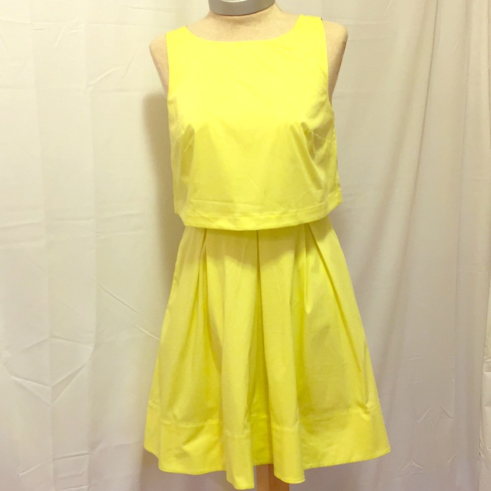 Loft Vibrant Yellow Fit and Flare Dress